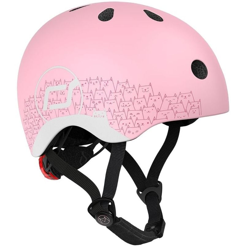 Шлем защитный Scoot and Ride светоотражающий, с фонариком, 45-51 см (XXS/XS), розовый (SR-210225-ROSE) - фото 1