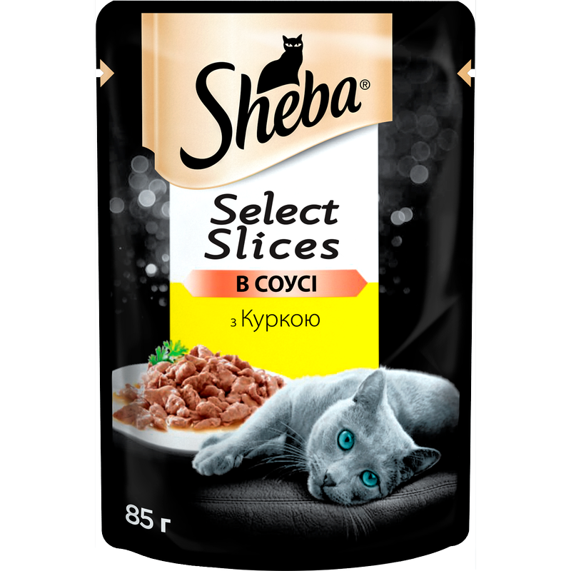 Вологий корм для котів Sheba, з куркою в соусі, 85 г - фото 1