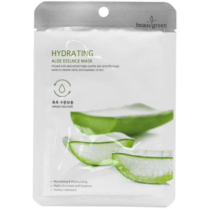 Тканевая маска для лица BeauuGreen Premium Hydrating Aloe Essence, 23 г - фото 1