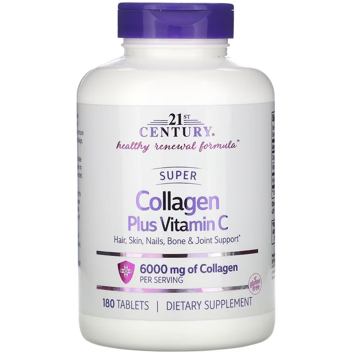 Колаген 21st Century Super Collagen Plus Vitamin C із вітаміном C 1000 мг 180 пігулок - фото 1