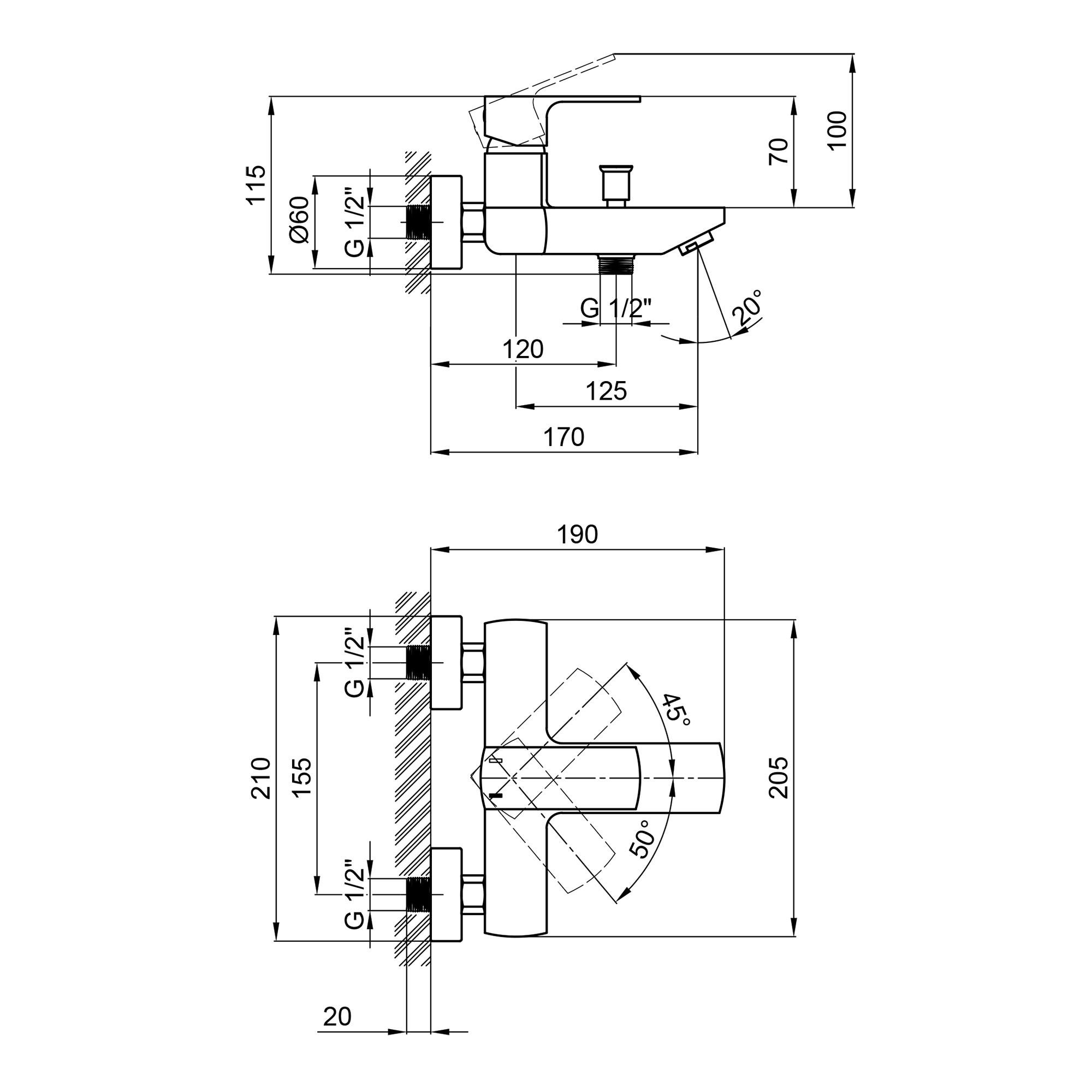 Смеситель для ванны Qtap Lipno 3023101DG (QTNH3023101DG) - фото 2