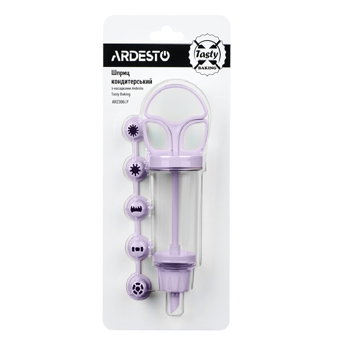 Шприц кондитерський Ardesto Tasty baking, з насадками, фіолетовий (AR2306LP) - фото 1