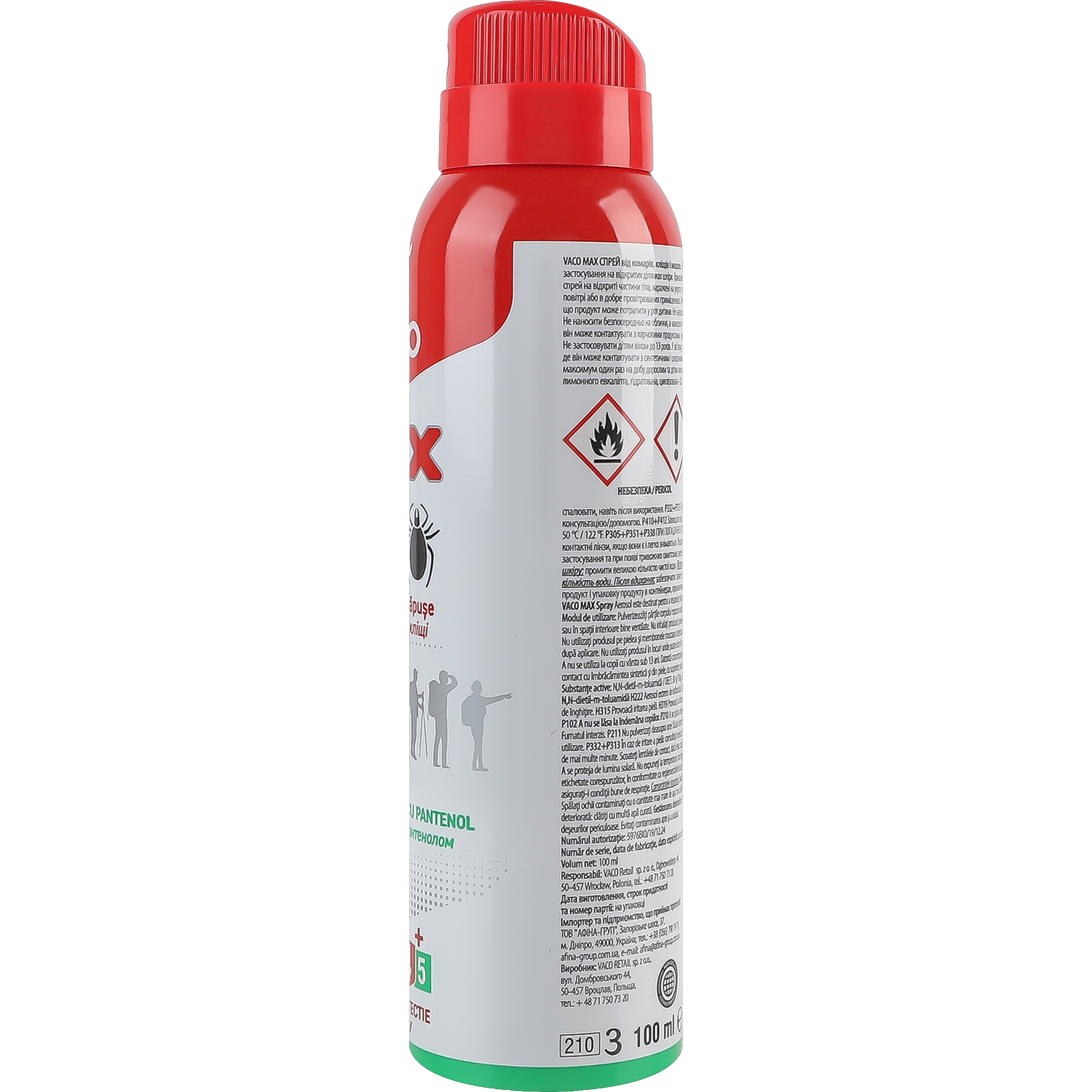 Спрей від комарів кліщів та мошок Vaco Max Deet 30% з пантенолом 100 мл ...
