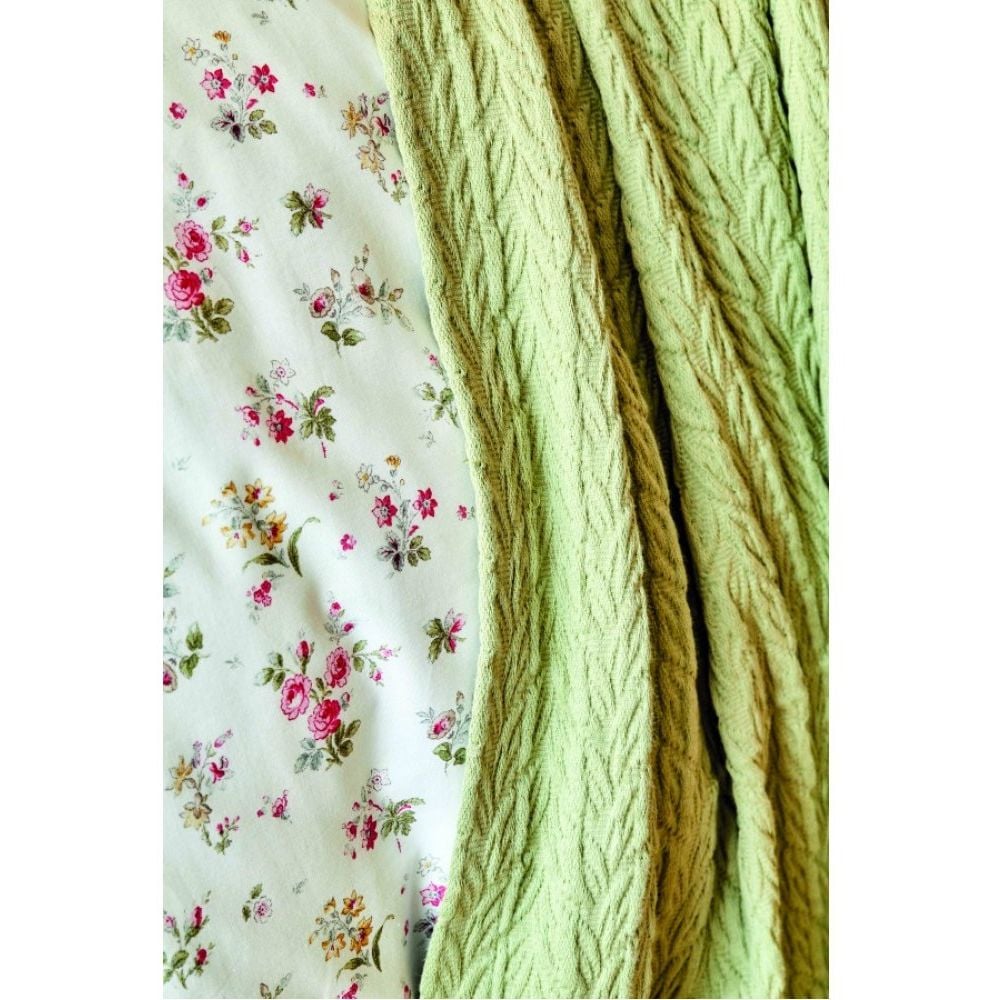 Набор постельного белья Karaca Home Sonya yesil с покрывалом пике, ранфорс, евростандарт, зеленый - фото 3
