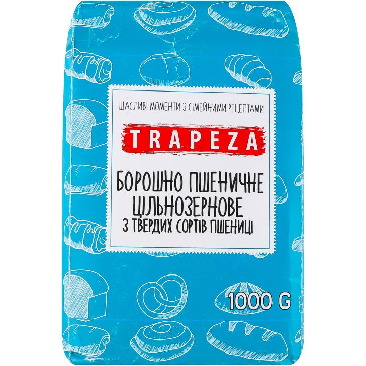 Мука Trapeza пшеничная цельнозерновая из твердых сортов пшеницы 1 кг (946621) - фото 1