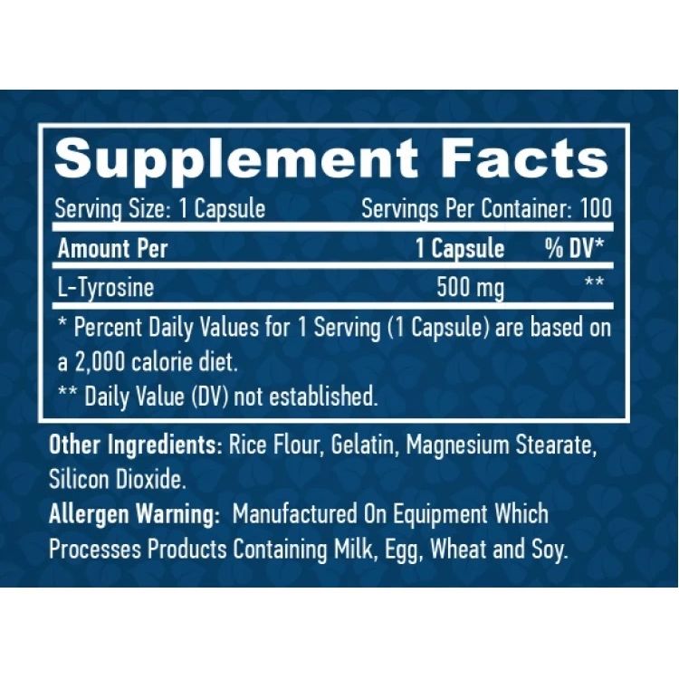 Амінокислота Л-Тирозин Haya Labs L-Tyrosine 500 мг 100 капсул - фото 3