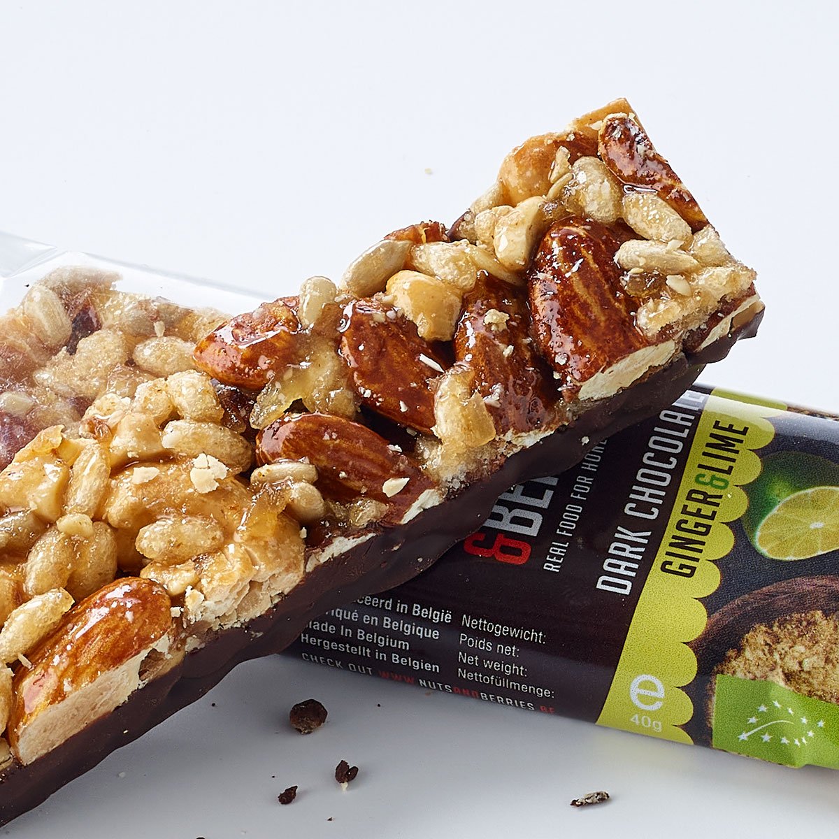 Батончик Nuts & Berries ореховый с имбирем, лаймом и черным шоколадом органический 40 г - фото 4
