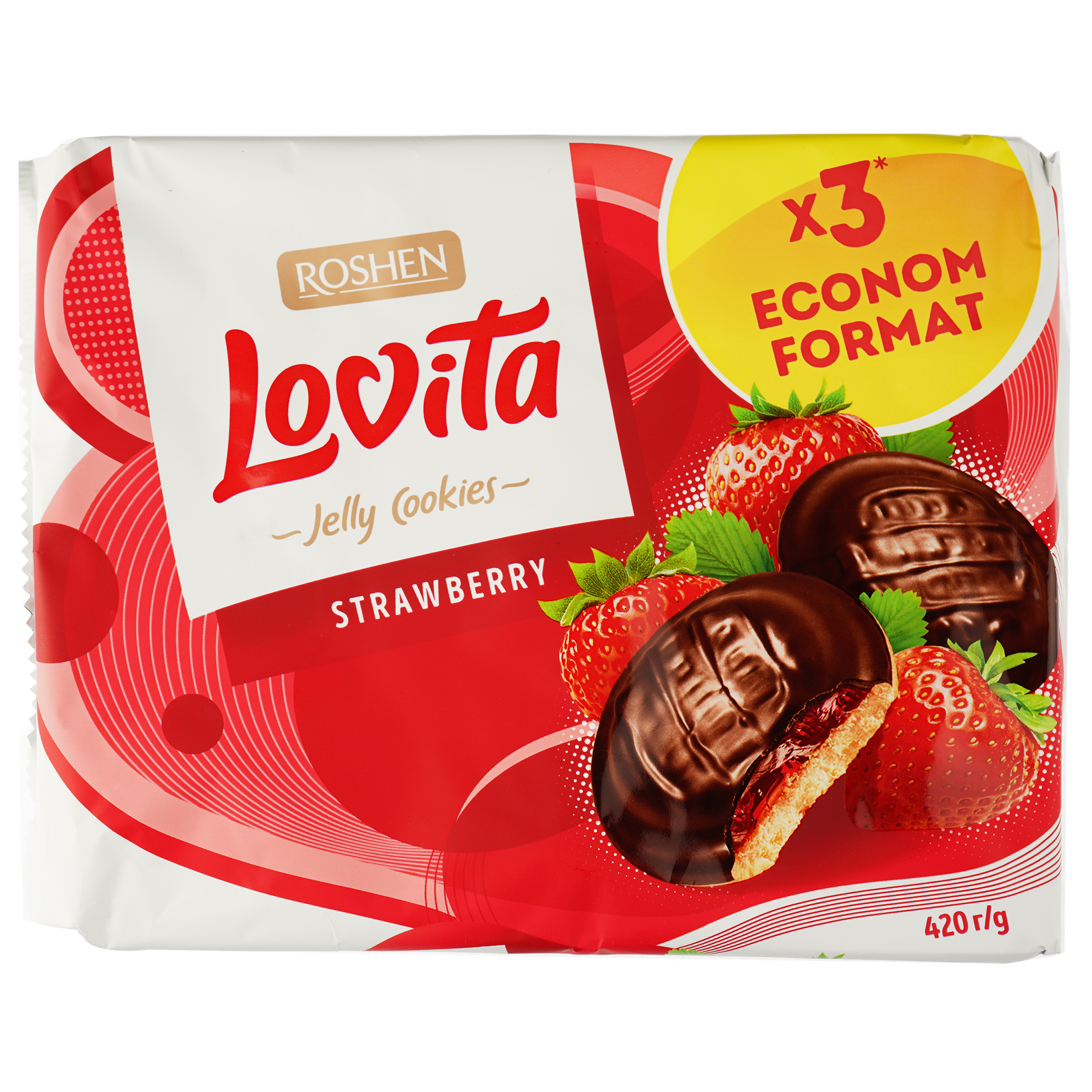 Печиво Roshen Lovita Jelly Cookies Strawberry 420 г (889198) - фото 1