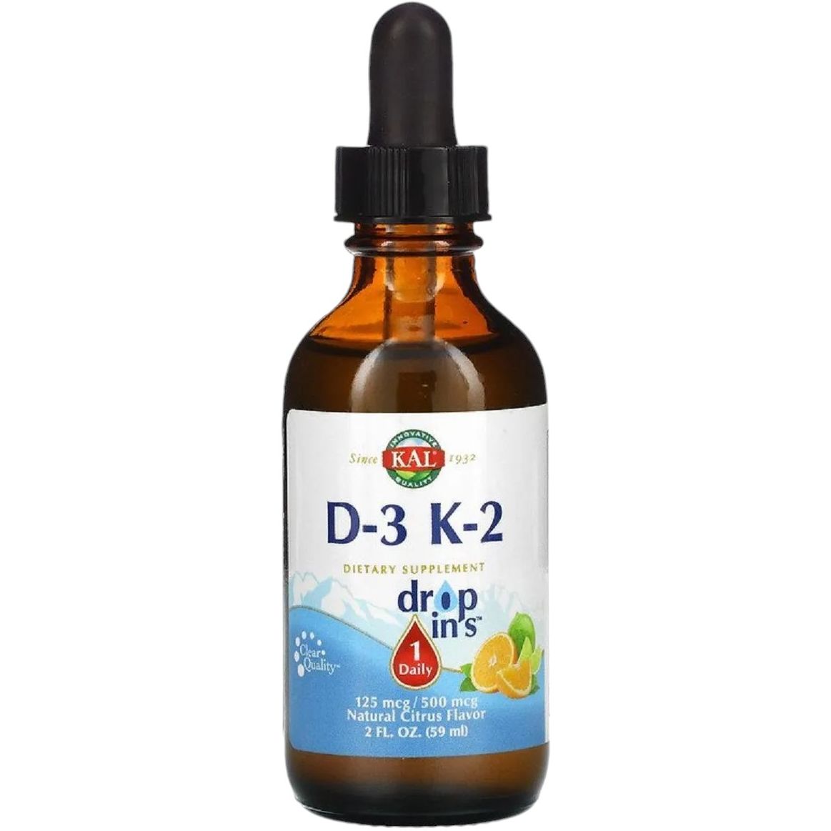 Вітамін D3+K2 KAL Vitamin D3 K2 Drop цитрусовий смак 59 мл - фото 1