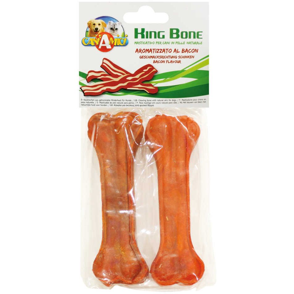 Лакомство для собак Croci King Bone Bacon кость 15 см 190 г (2 шт. х 95 г) - фото 1