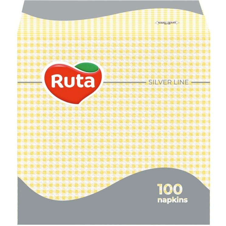 Серветки Ruta, одношарові, 24х24 см, 100 шт., жовті - фото 1
