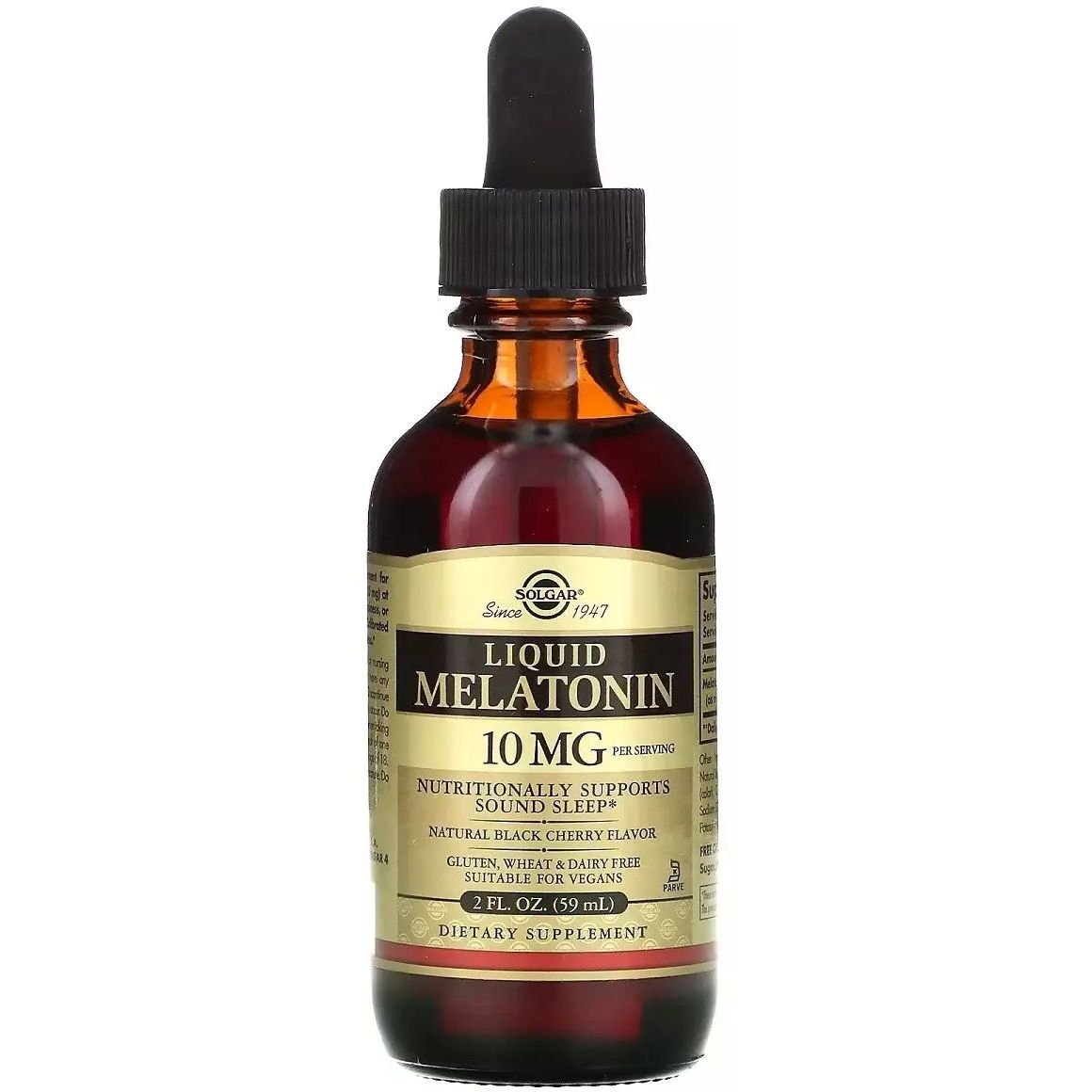 Мелатонін Solgar Liquid Melatonin зі смаком черешні рідкий 10 мг 59 мл - фото 1