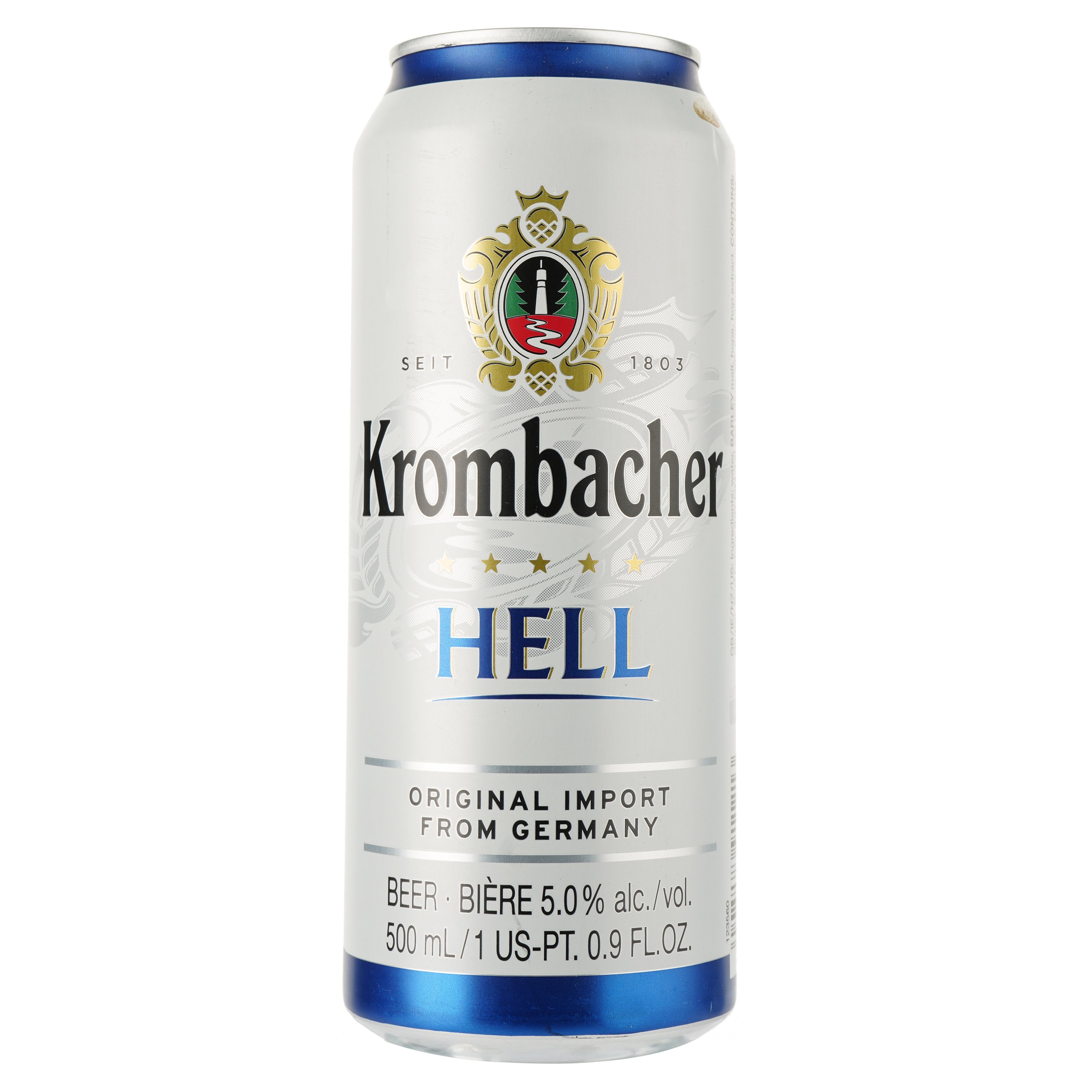 Пиво Krombacher Hell светлое, 5%, ж/б, 0.5 л - фото 1