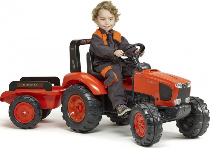 Детский трактор Falk 2060AB Kubota на педалях, с прицепом, оранжевый (2060AB) - фото 2