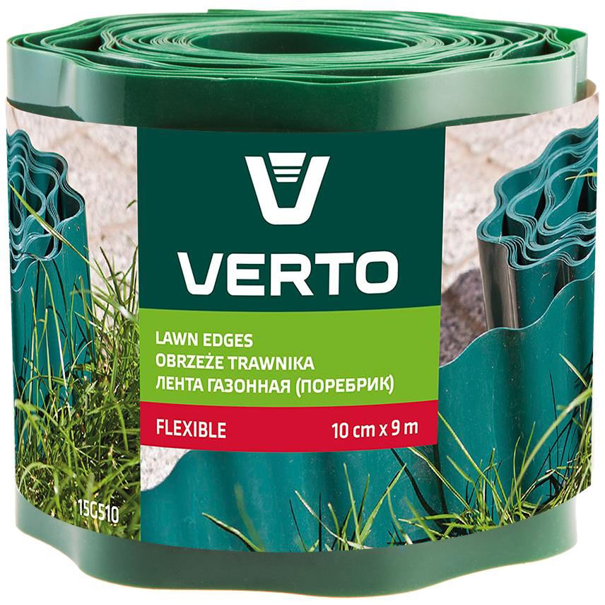 Стрічка газонна Verto, бордюрна, хвиляста, 10 см x 9 м, зелена (15G510) - фото 1
