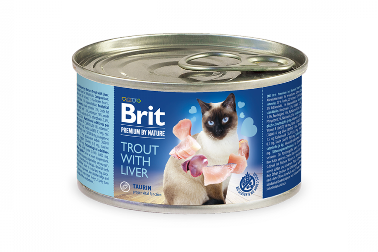 Вологий корм для котів Brit Premium by Nature Trout with Liver, форель з печінкою, 200 г - фото 1