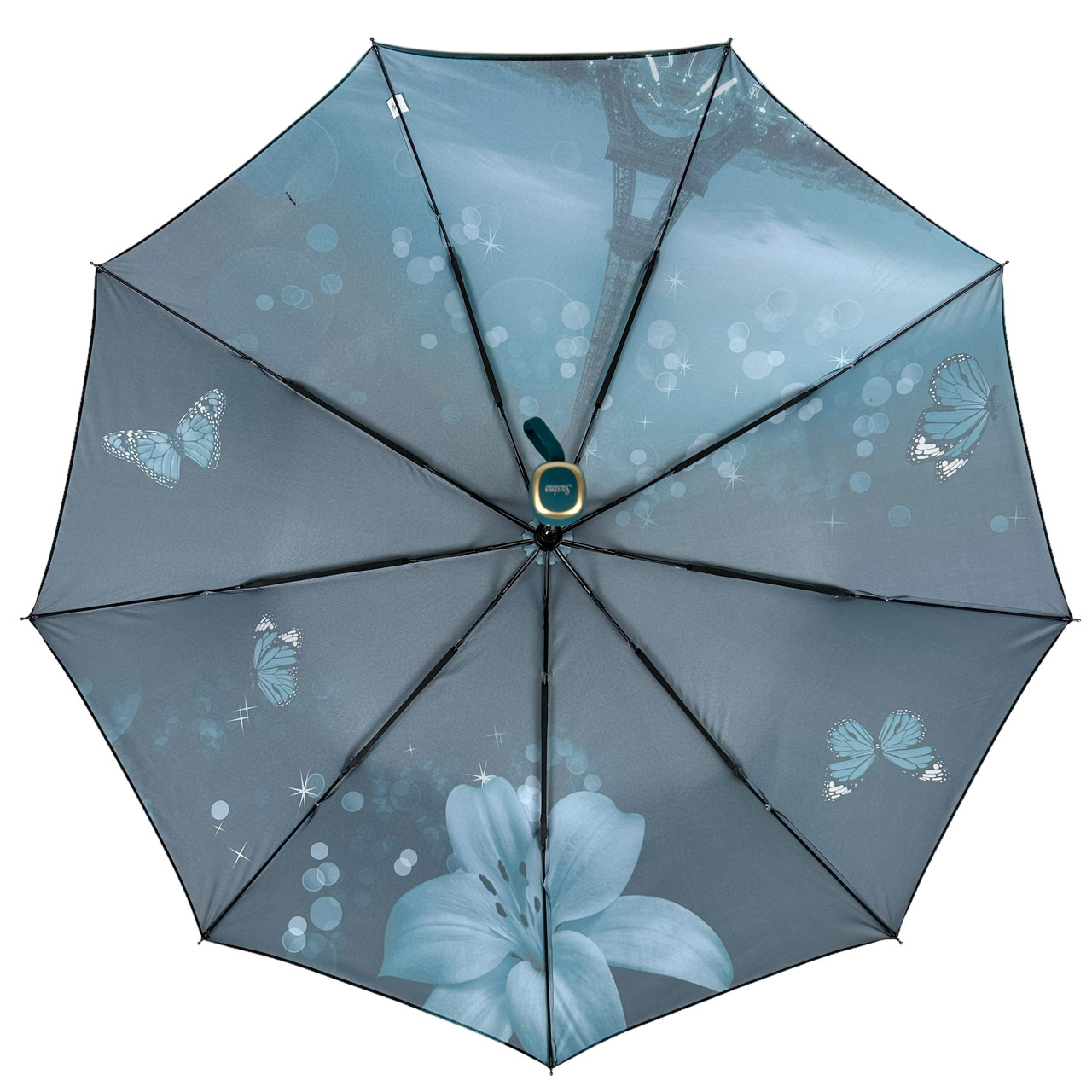 Женский складной зонтик полуавтомат Susino 101 см бирюзовый - фото 5