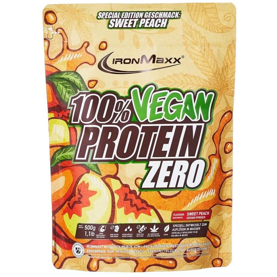 Протеїн IronMaxx 100 % Vegan Protein Zero Персик 500 г - фото 1