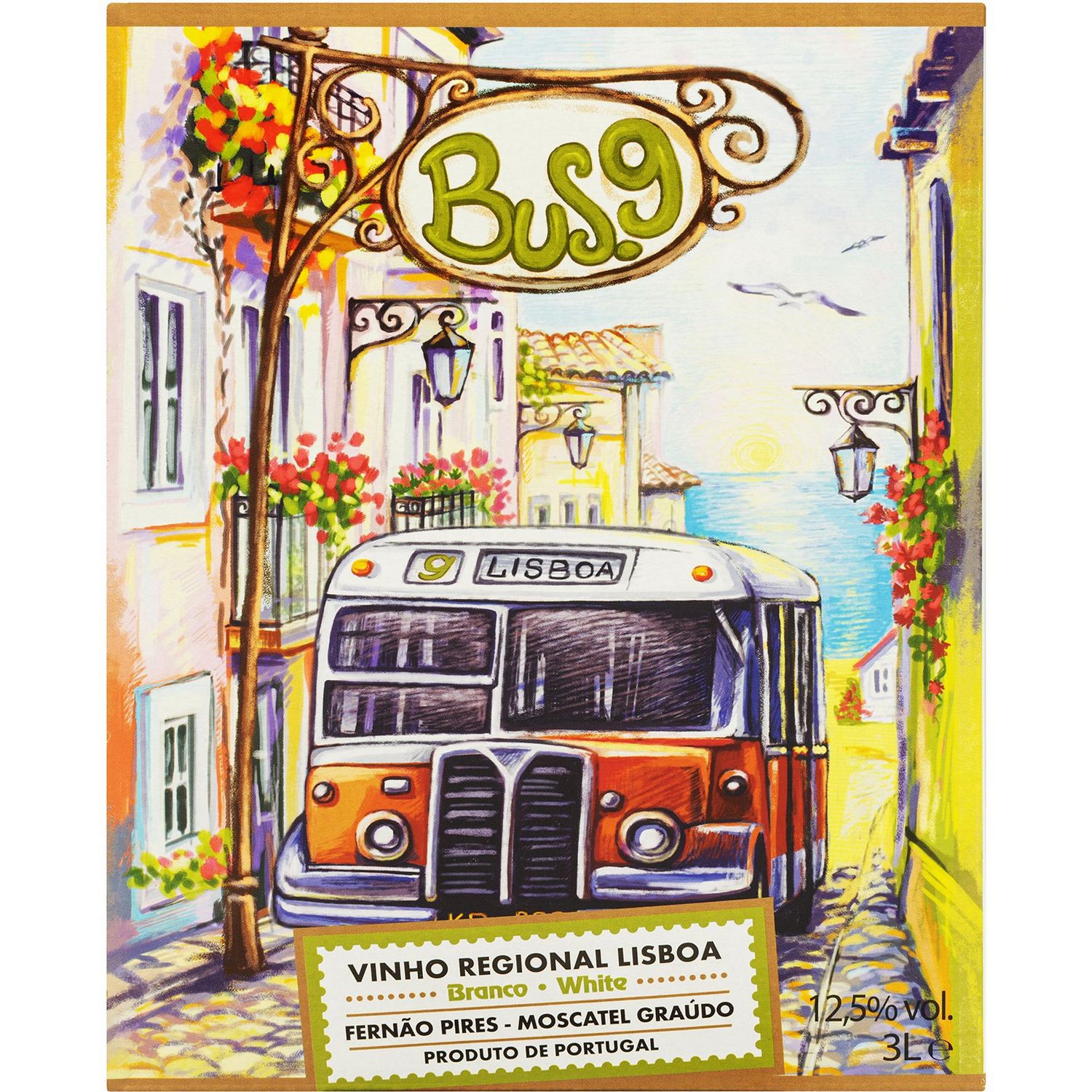 Вино Bus.9 Vinho Regional Lisboa Fernao Pires-Moscatel Graudo, біле, сухе, 3 л - фото 1