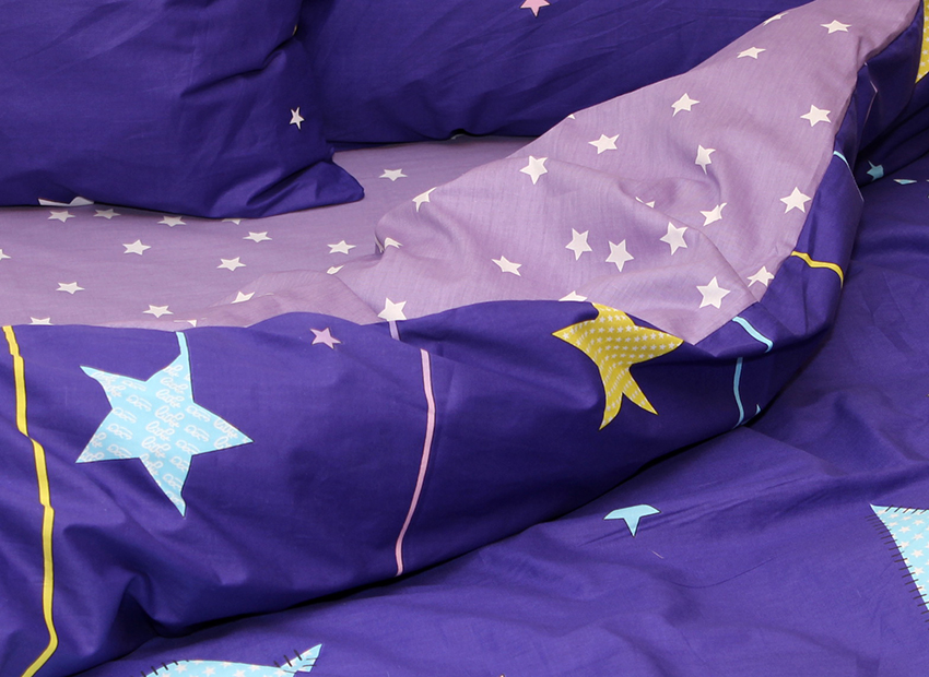 Комплект постельного белья TAG Tekstil с компаньоном Семейный Фиолетовый 000142280 (S366) - фото 3