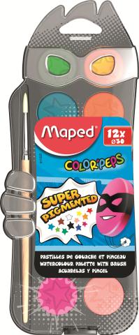 Акварельные краски Maped Color Peps, с кисточкой, 12 цветов (MP.811520) - фото 1