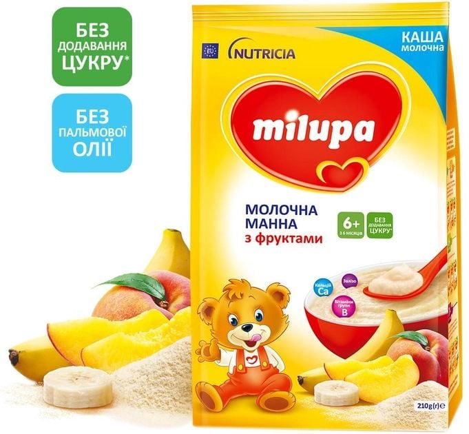 Молочна каша Milupa Манна з фруктами 630 г (3 шт. по 210 г) - фото 2