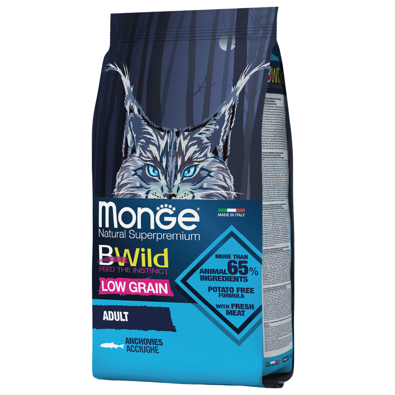Сухой корм для котов Monge Cat Bwild Low Grain, анчоус, 1,5 кг - фото 1