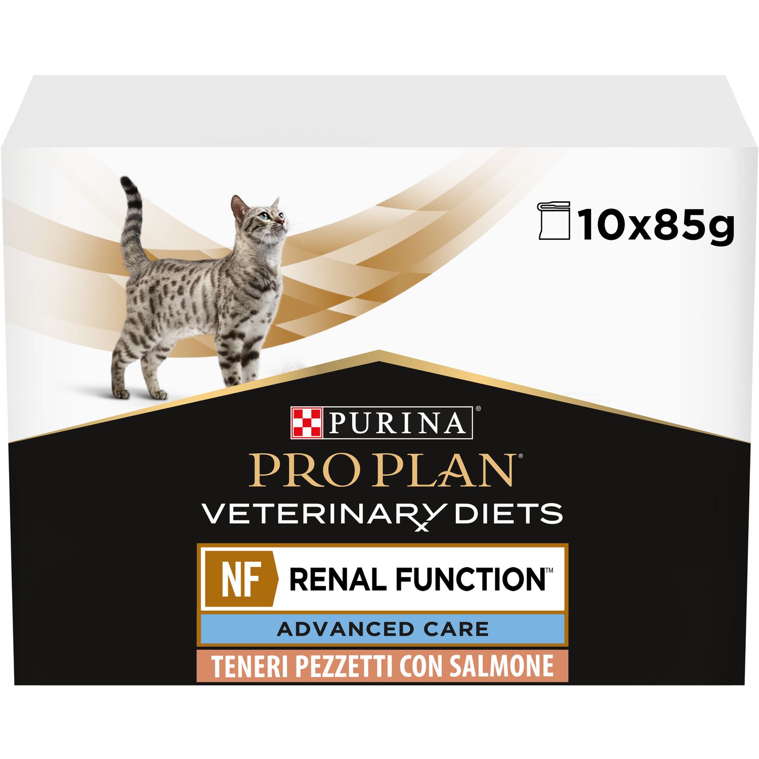 Влажный диетический корм для взрослых кошек Purina Pro Plan Veterinary Diets NF Renal Function Advanced Care при патологии почек с лососем 850 г (10 шт. по 85 г) (12278452) - фото 1