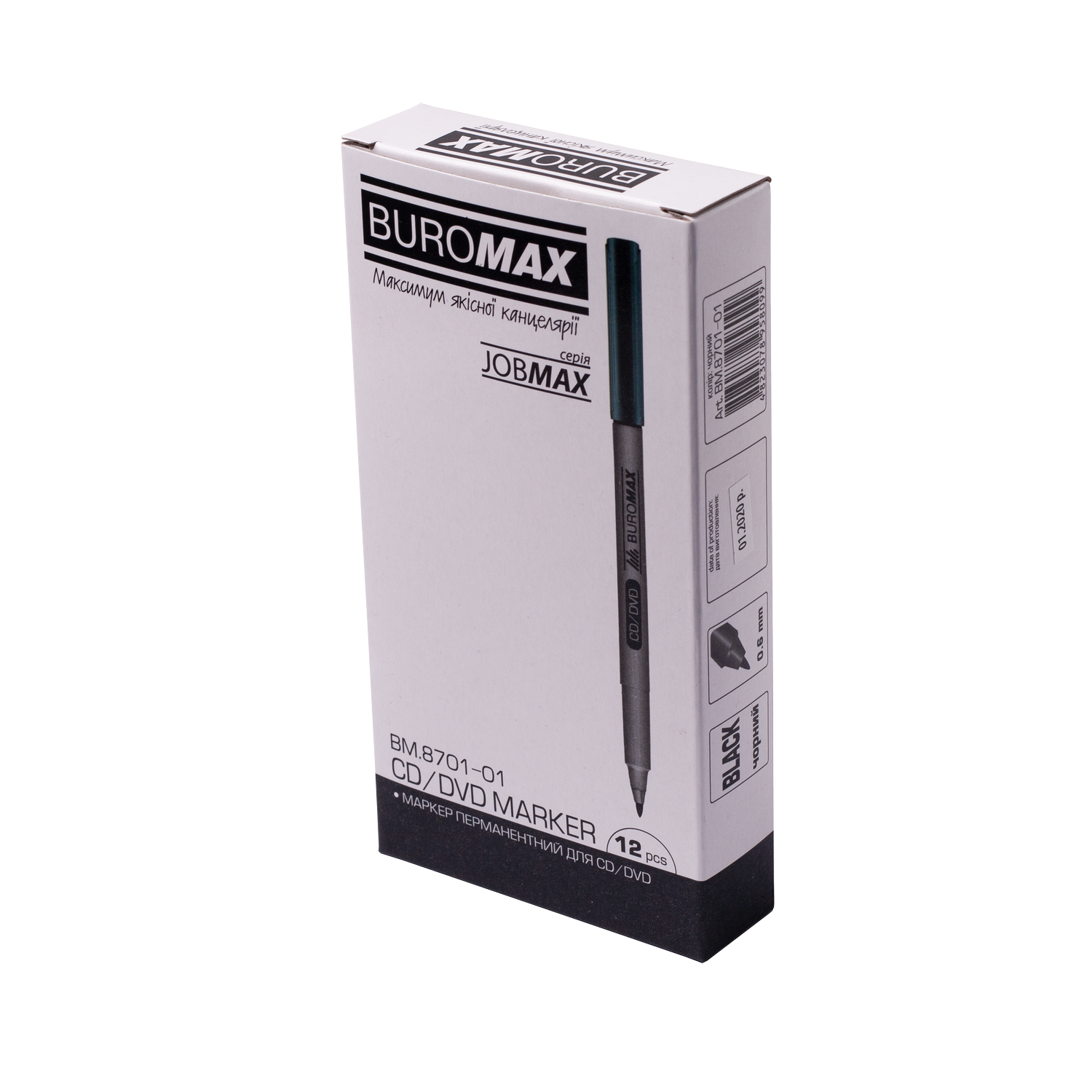 Маркер Buromax Jobmax водостойкий 0.6 мм черный (BM.8701-01) - фото 3