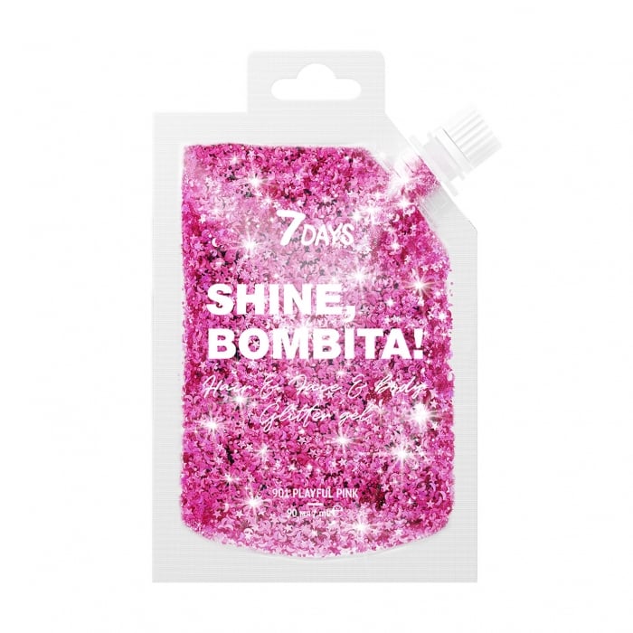 Гель-гліттер 7 Days Shine, Bombita! для волосся, обличчя та тіла, відтінок 901 Playful pink, 90 мл (6955050991232) - фото 1