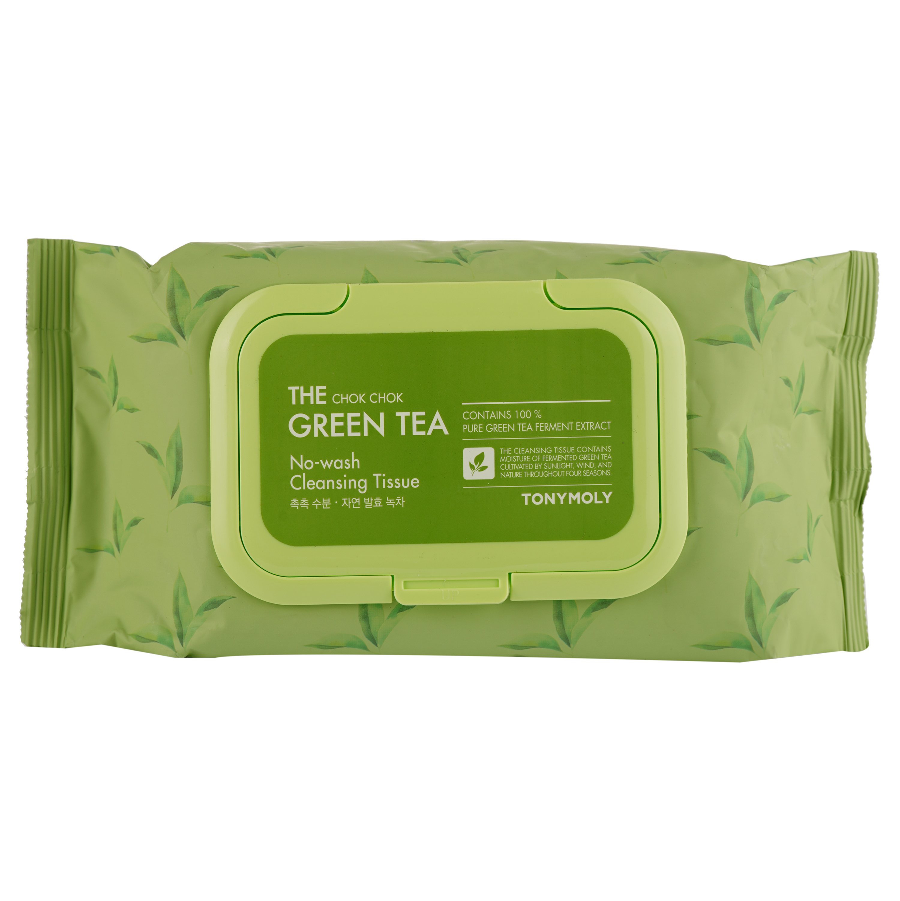 Серветки для обличчя Tony Moly The Chok Chok Green Tea Cleansing Tissue Очищення без змивання із зеленим чаєм, 100 шт. - фото 1