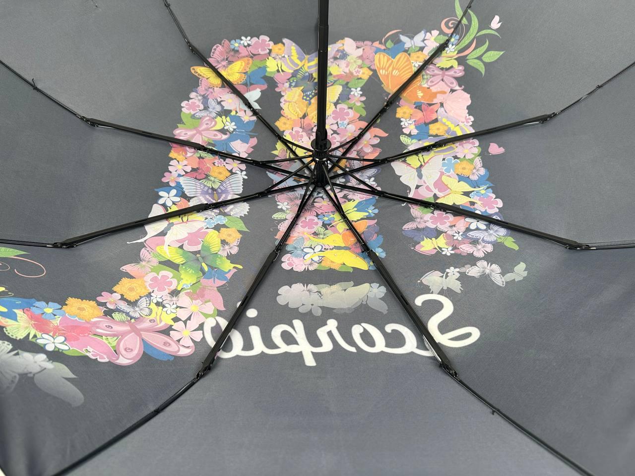 Жіноча складана парасолька повний автомат Rain 98 см чорна - фото 8