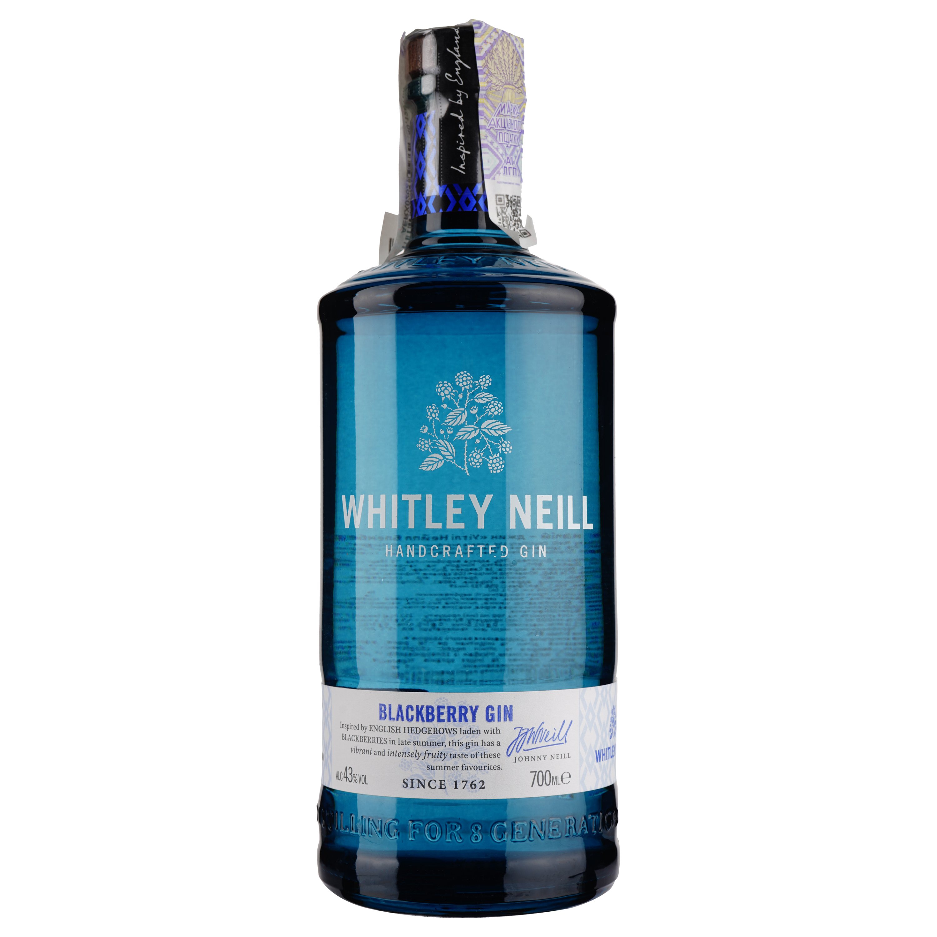 Джин Whitley Neill Blackberry Gin, 43%, 0,7 л - фото 1