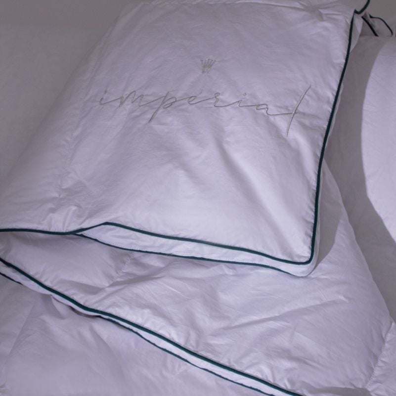 Одеяло пуховое MirSon Imperial Style, летнее, 220х200 см, белое с зеленым кантом - фото 8
