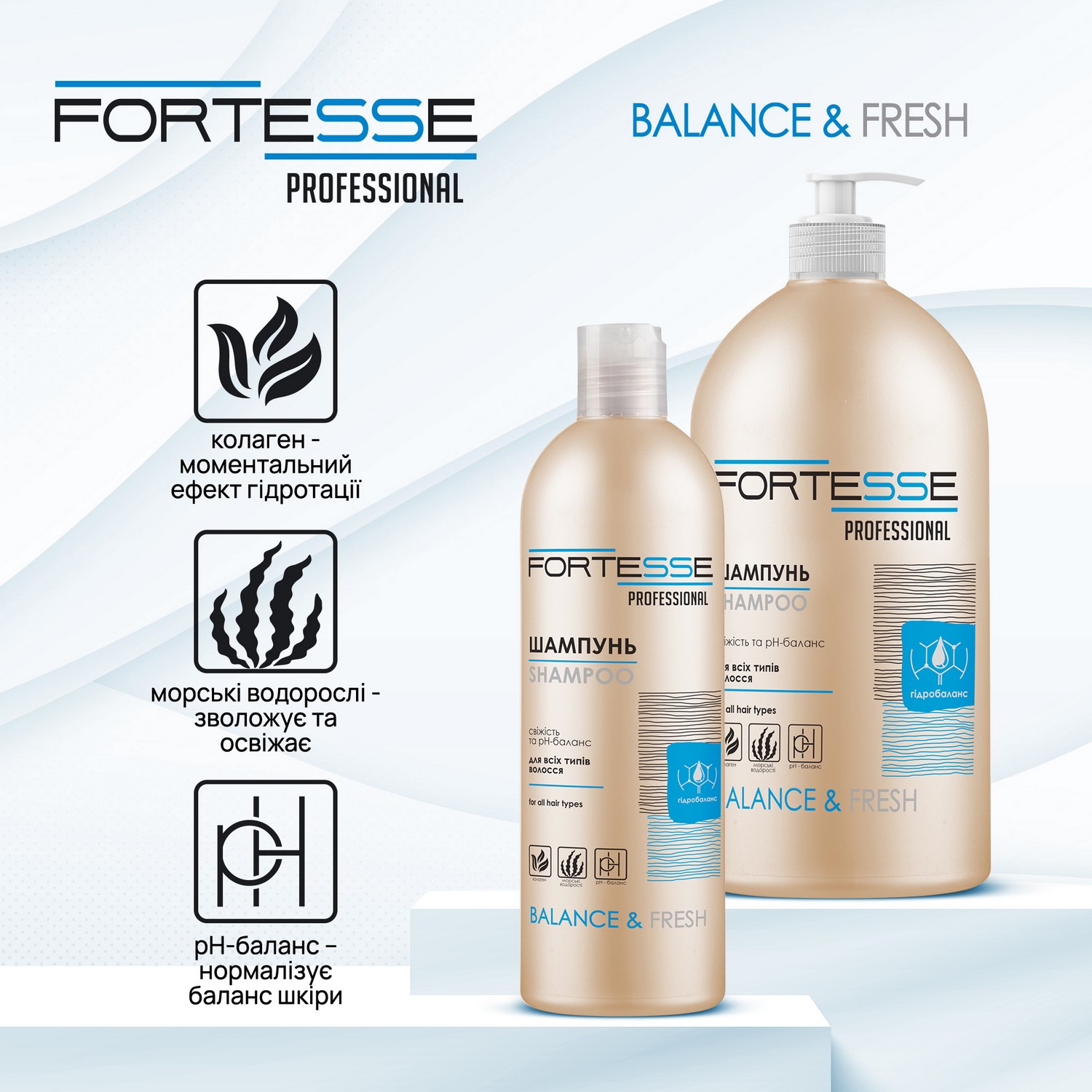 Шампунь Fortesse Professional Balance & Fresh, для всіх типів волосся, з дозатором, 1000 мл - фото 2