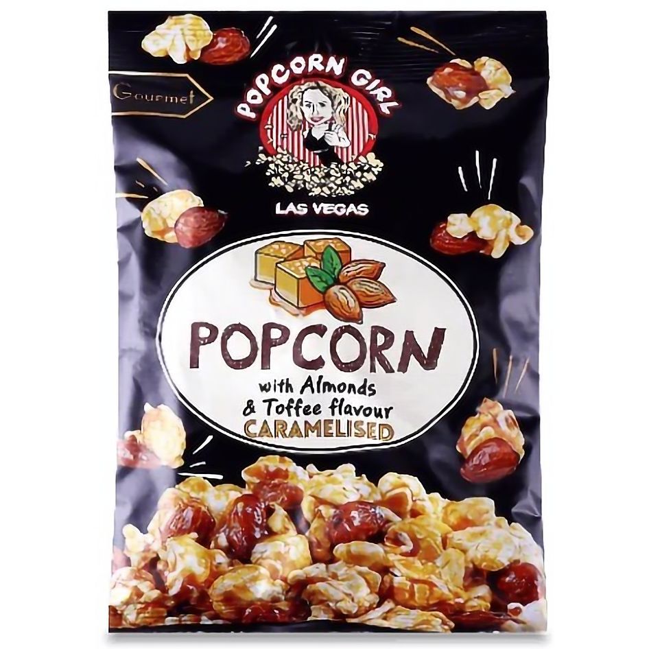 Попкорн Popcorn Girl карамелизированный со вкусом миндаль-ирис 90 г - фото 1