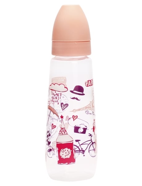 Пляшечка для годування Lindo, з силіконовою соскою, 250 мл, рожевий (Pk 054 роз) - фото 1