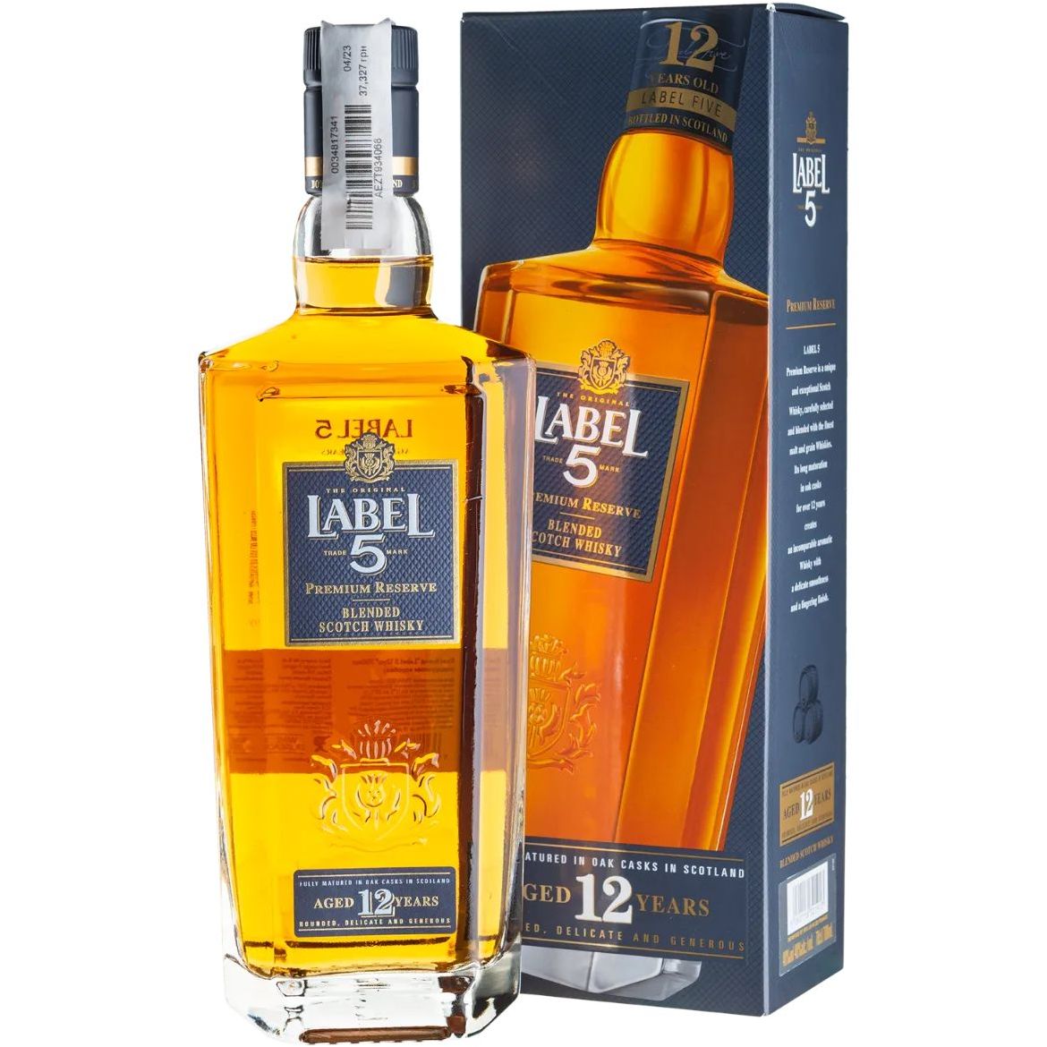Виски Label 5 Blended Scotch Whisky 12 yo 40% 0.7 л, в подарочной упаковке - фото 1