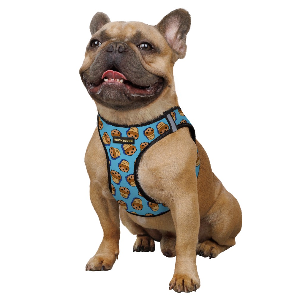 Шлея для собак Bronzedog Sport Vest Кексы XS 17х13х3 см голубая - фото 3