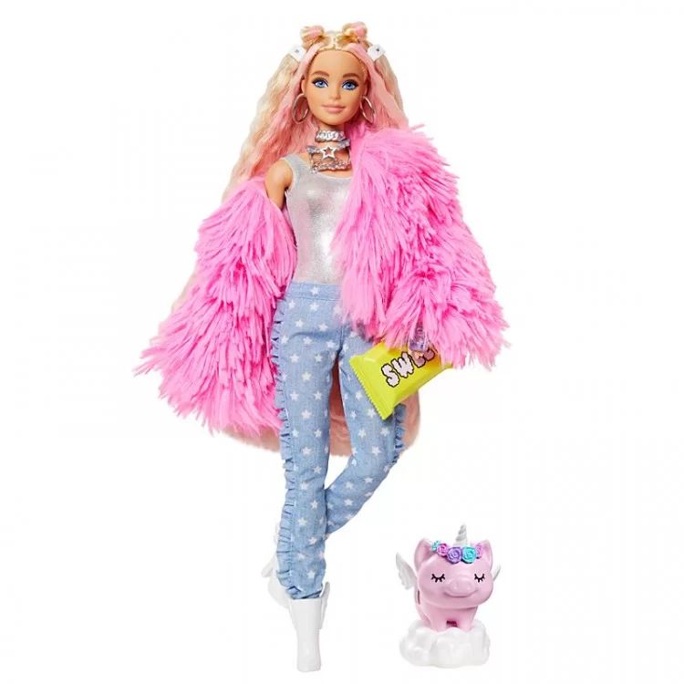 Кукла Barbie Экстра в розовой пушистой шубке (GRN28) - фото 1