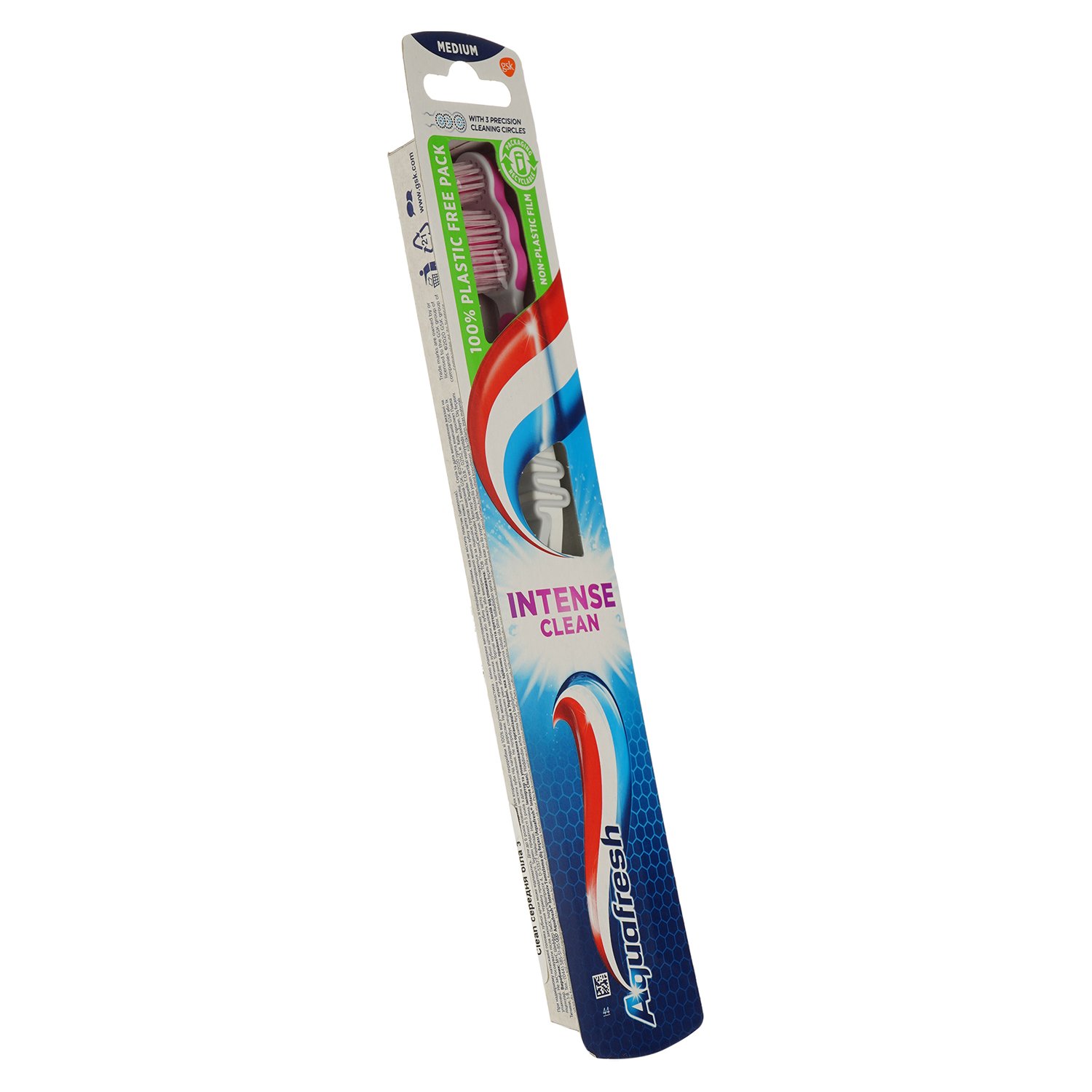 Зубная щетка Aquafresh Intense Clean medium белая с малиновым 2 шт. - фото 2