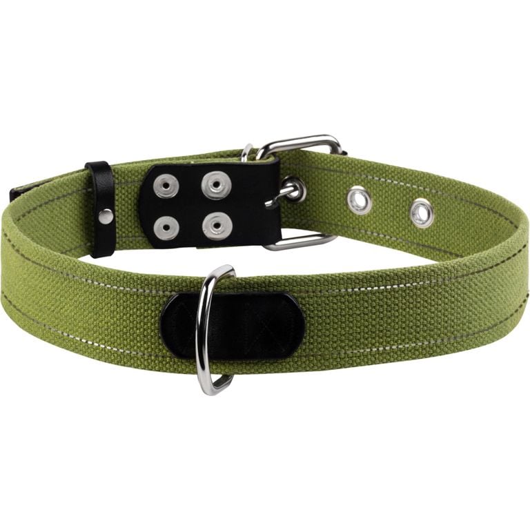 Ошейник для собак Collar, хлопчатобумажный, 41-53x2,5 см, зеленый - фото 1