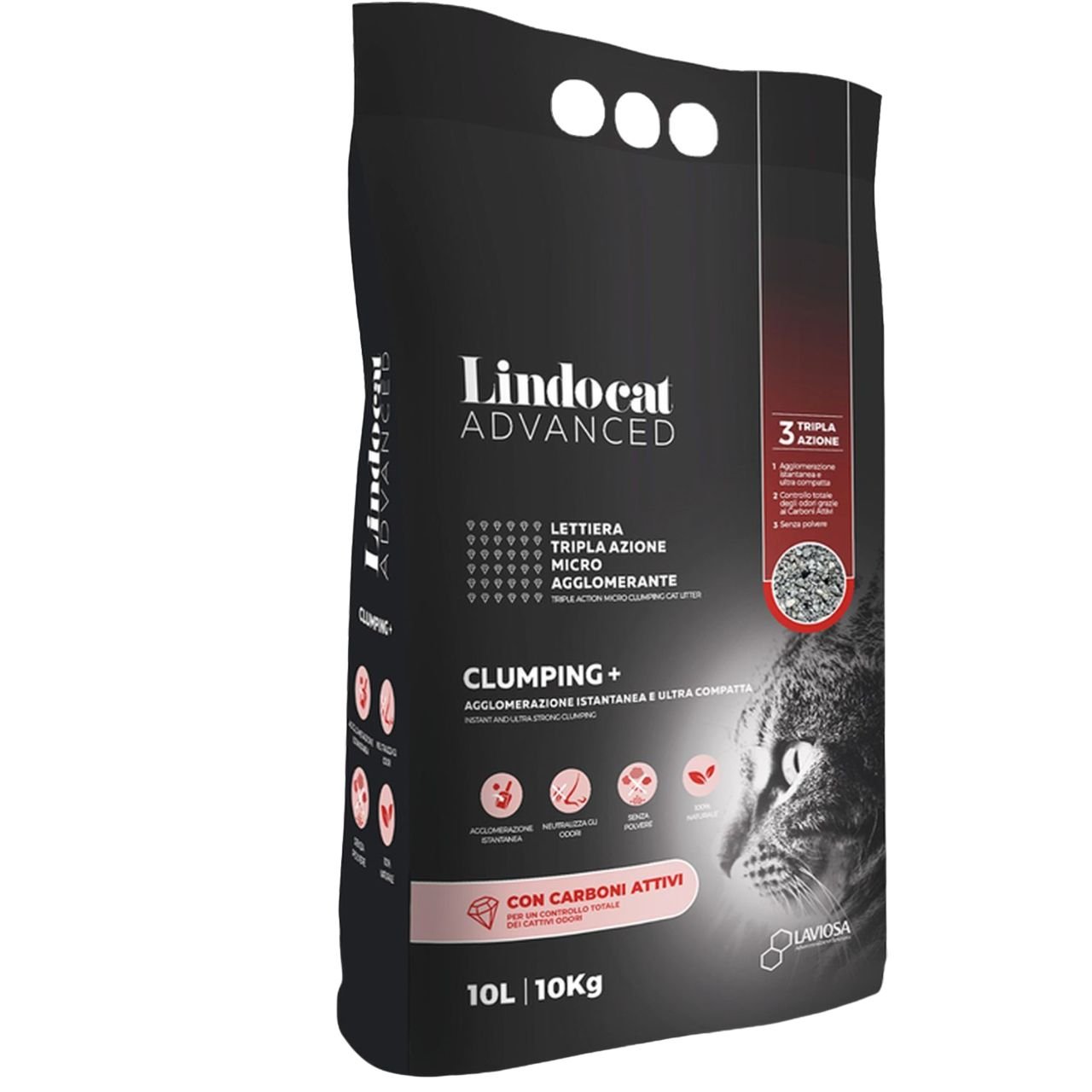 Наповнювач бентонітовий для котячого туалету Lindocat Advanced Clumping+ Active Carbon, 10 л - фото 1