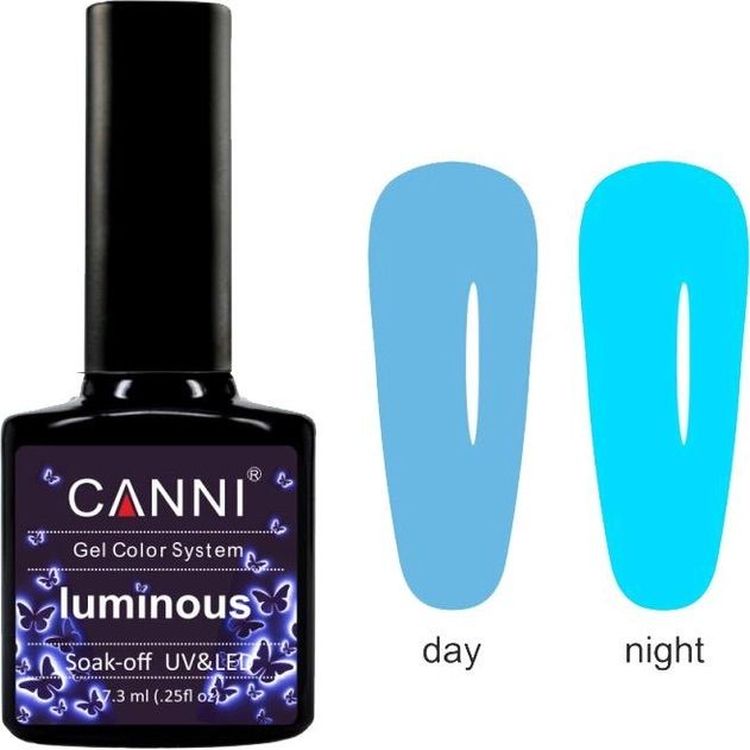 Гель-лак Canni Luminous №804, 7.3 мл небесний блакитний/яскравий блакитний - фото 1