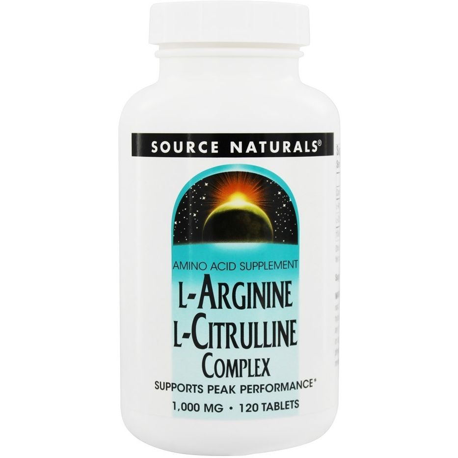 Амінокислоти Source Naturals L-аргінін L-цитруліновий комплекс 1000 мг 120 таблеток - фото 1