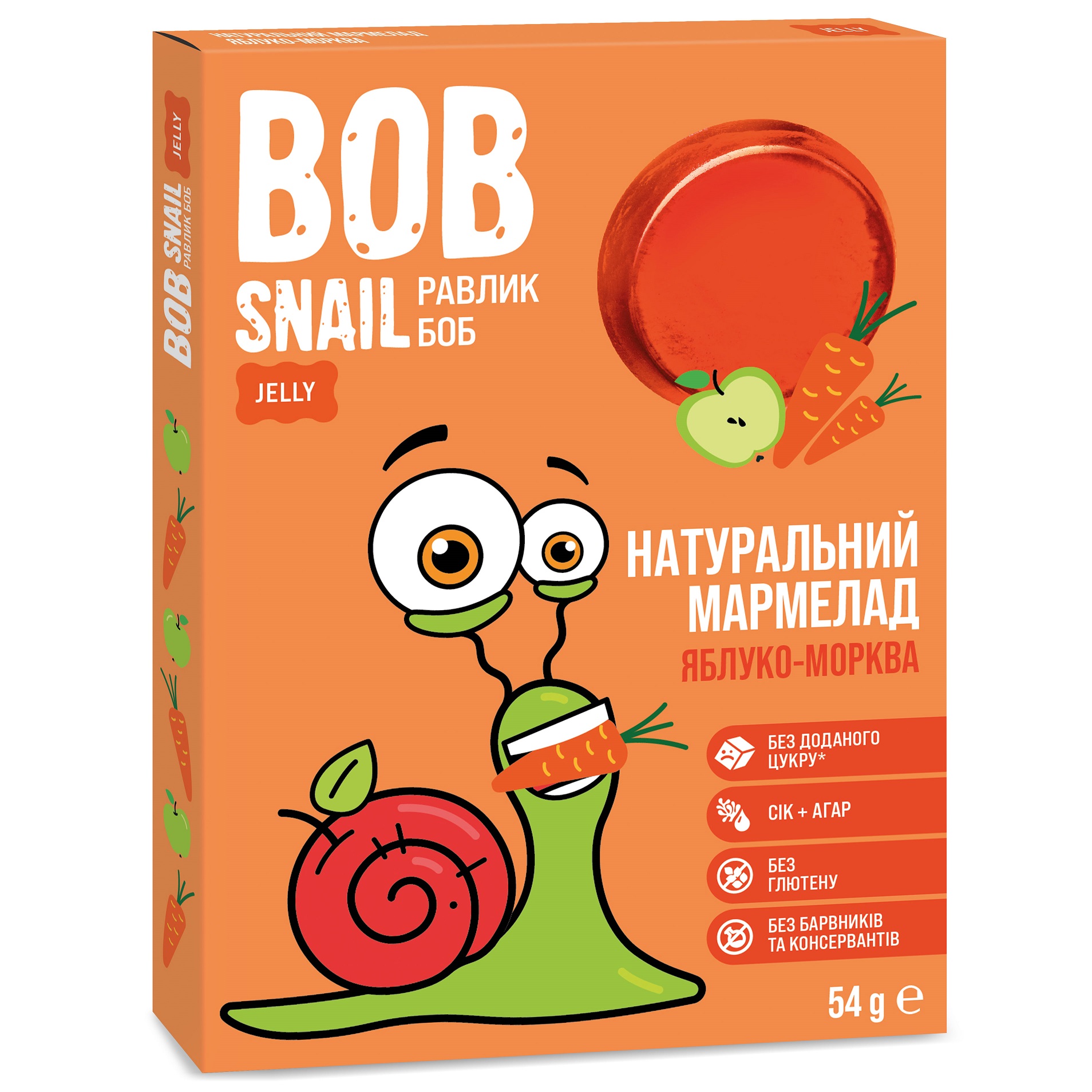 Натуральный мармелад Bob Snail Яблоко-Морковь 54 г - фото 1