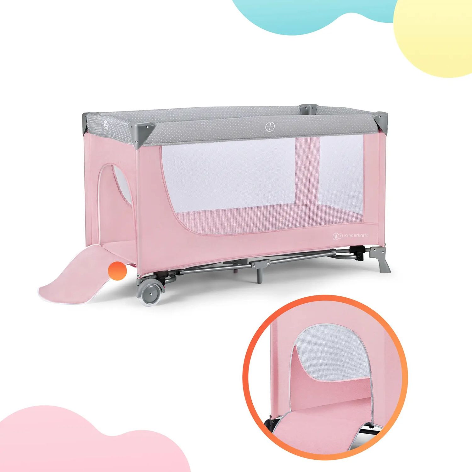 Кровать-манеж с пеленатором Kinderkraft Leody розовая (00-00304811) - фото 7