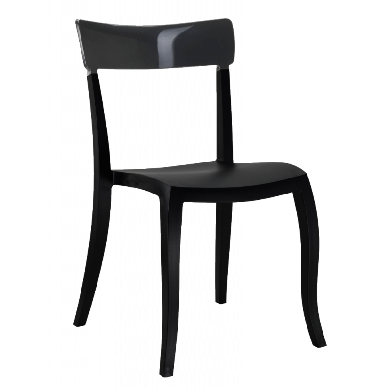 Стул Papatya Hera-S, черное сиденье, верх прозрачно-дымчатый (398671) - фото 1