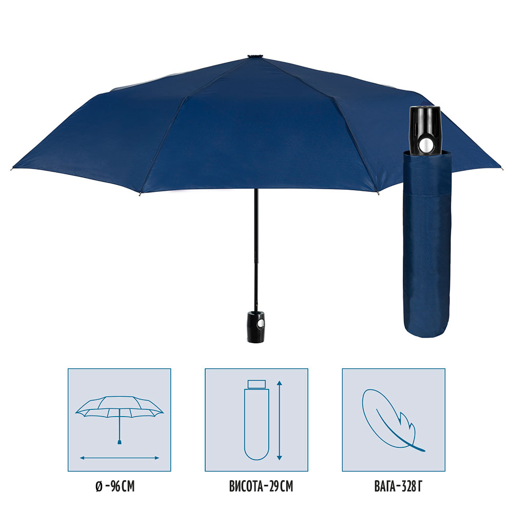 Зонтик Perletti Ombrelli складной автоматический темно-синий (96007-02) - фото 4