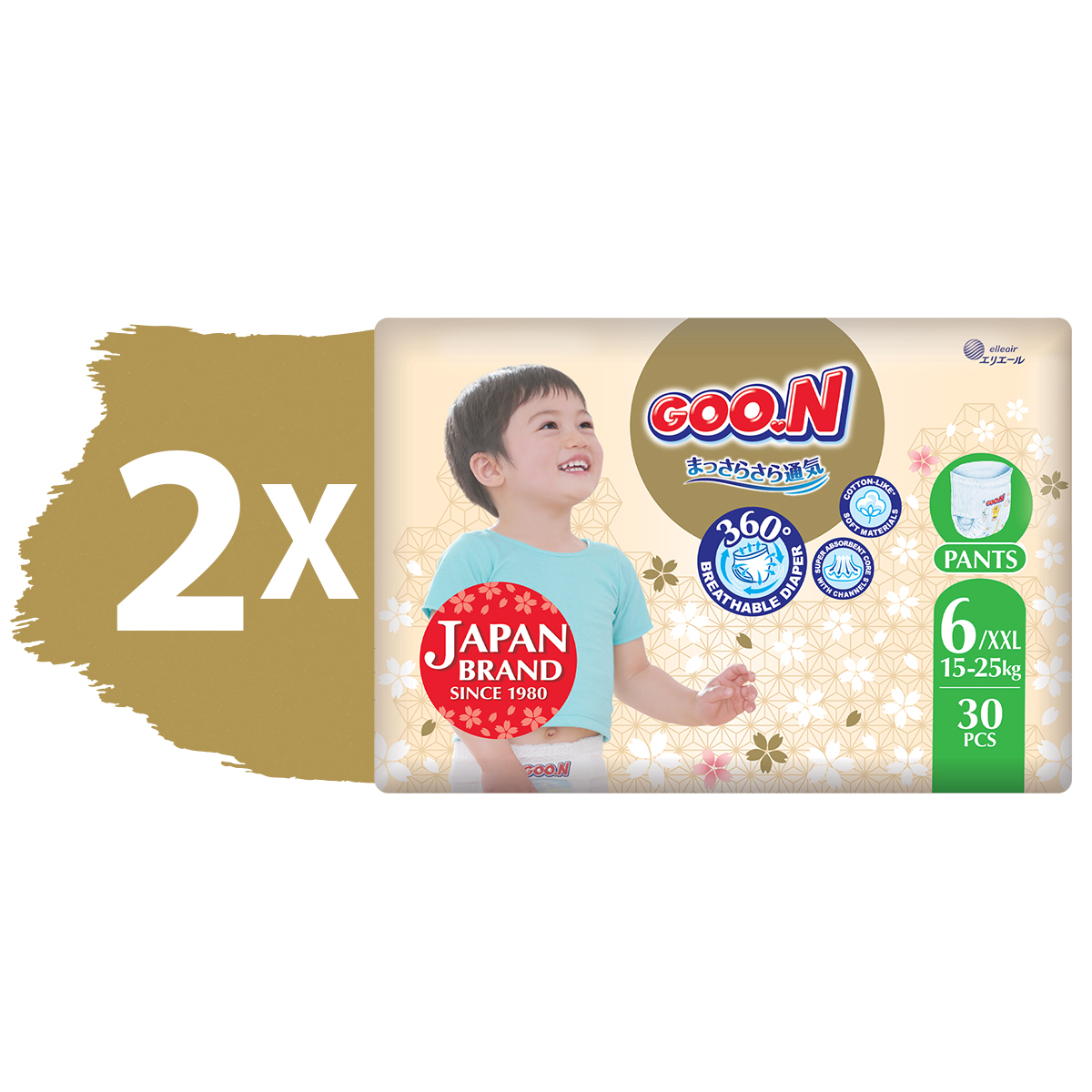 Трусики-подгузники Goo.N Premium Soft размер 6(XXL) 15-25 кг доу-пак 60 шт. - фото 2